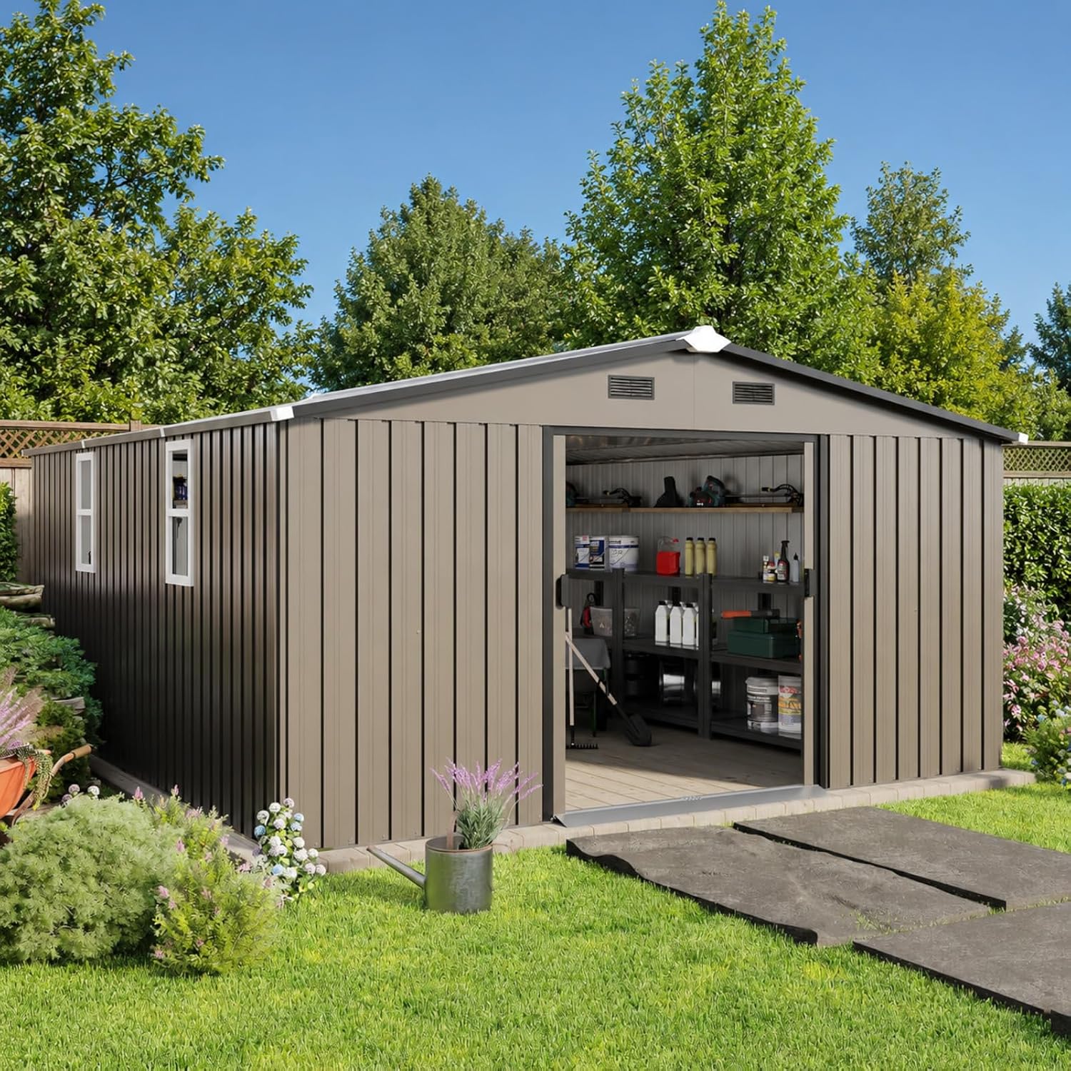 Garden Tools - Metalen opslagberging 10x12FT voor buiten, achtertuin,