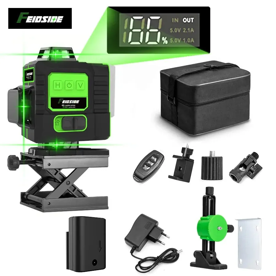 Laser Level 16 Lines 4D Green - FEIDSIDE 16/12 Lijnen 4D/3D Laserniveau Groene