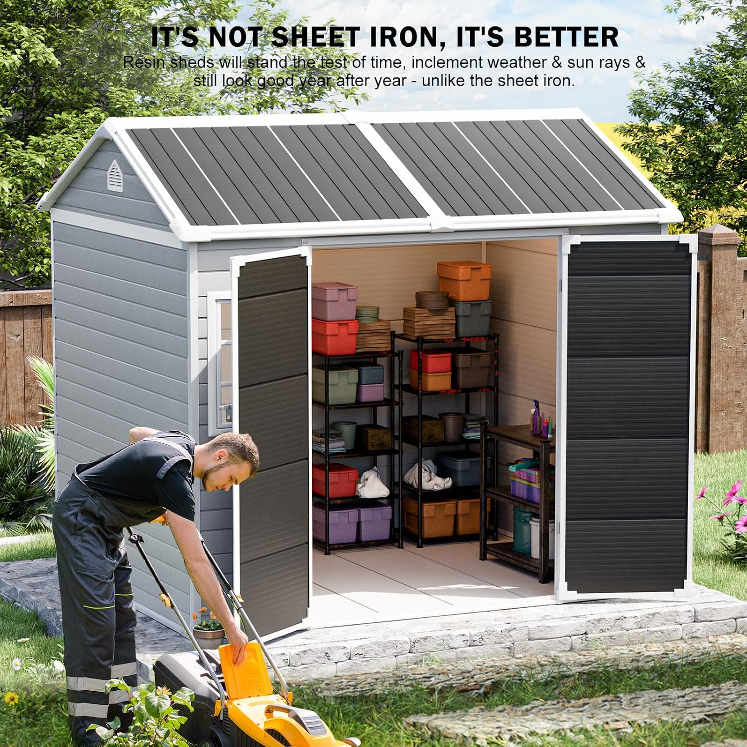 Garden Tools - Harsen opslagberging met vloer & te