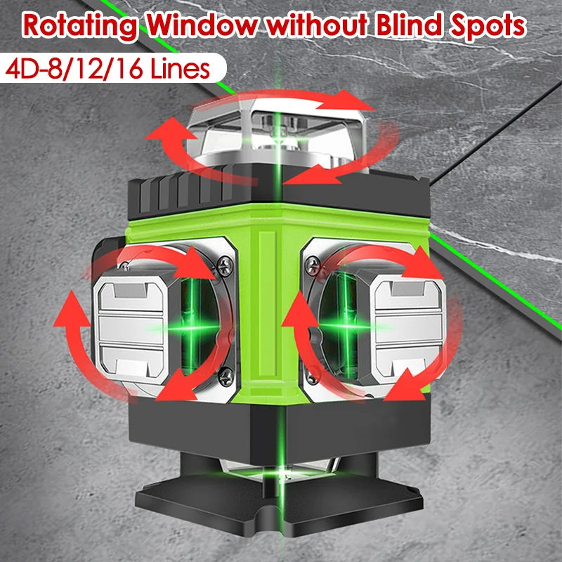 Laser Level 16 Lines 4D Green - 8/12/16 lijnen laserniveau 4D groene lijn