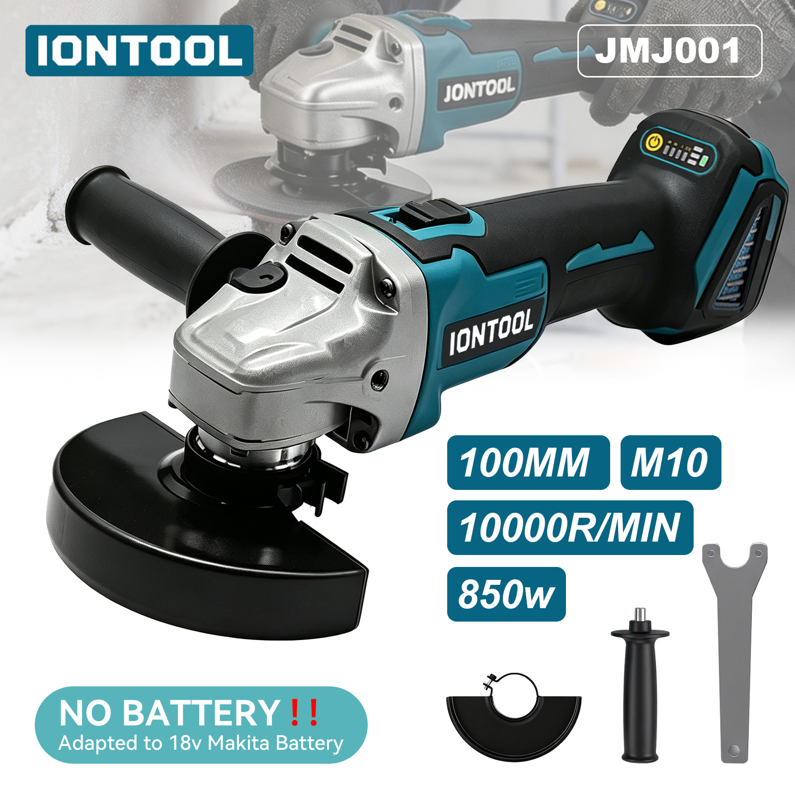 Brushless Angle Grinder Battery Powered - IONTOOL 850W 100mm draadloze haakse slijper,