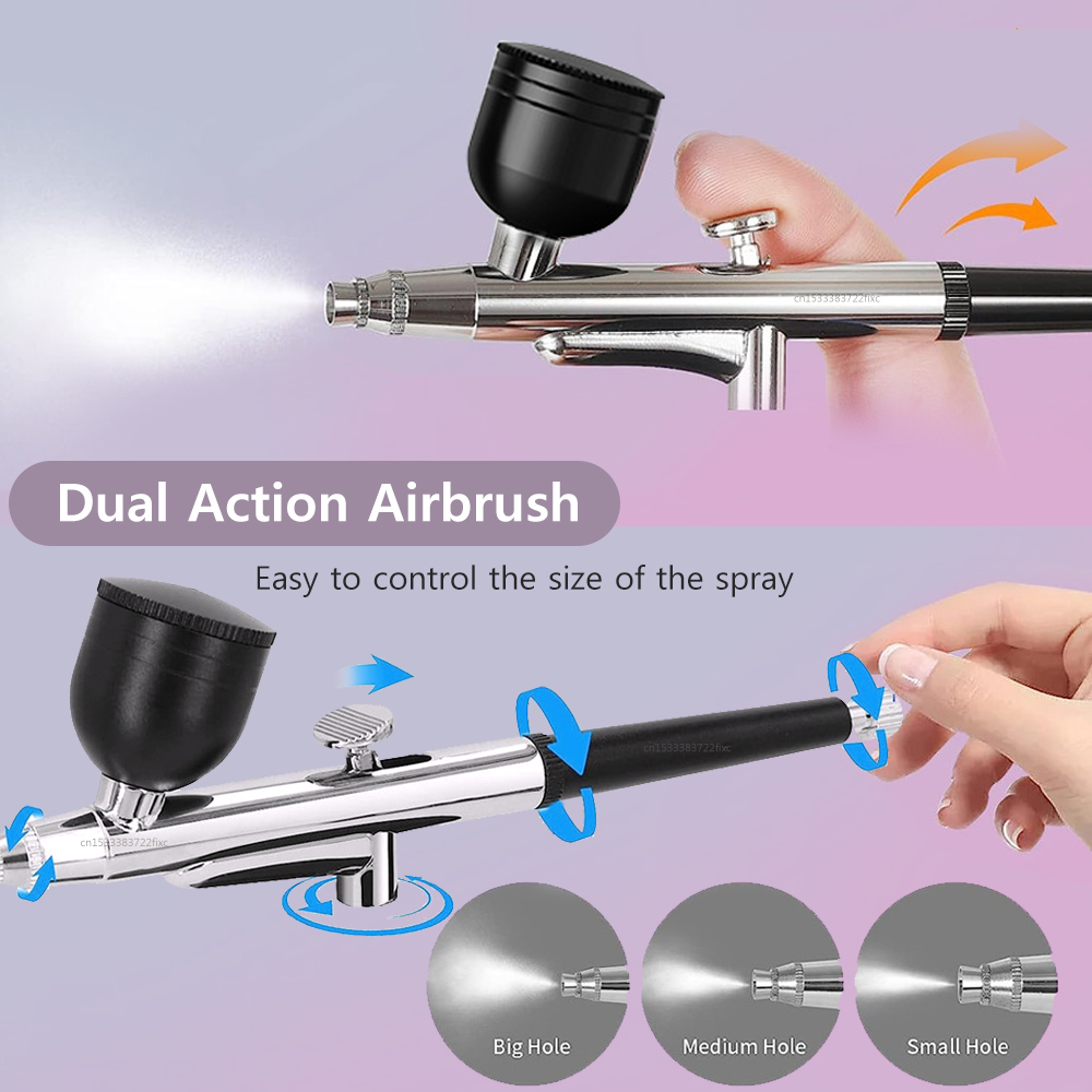 Airbrush Kit With Mini Compressor - Pro-kwaliteit airbrushpistoolkop met 0,3 mm precisiemondstuk