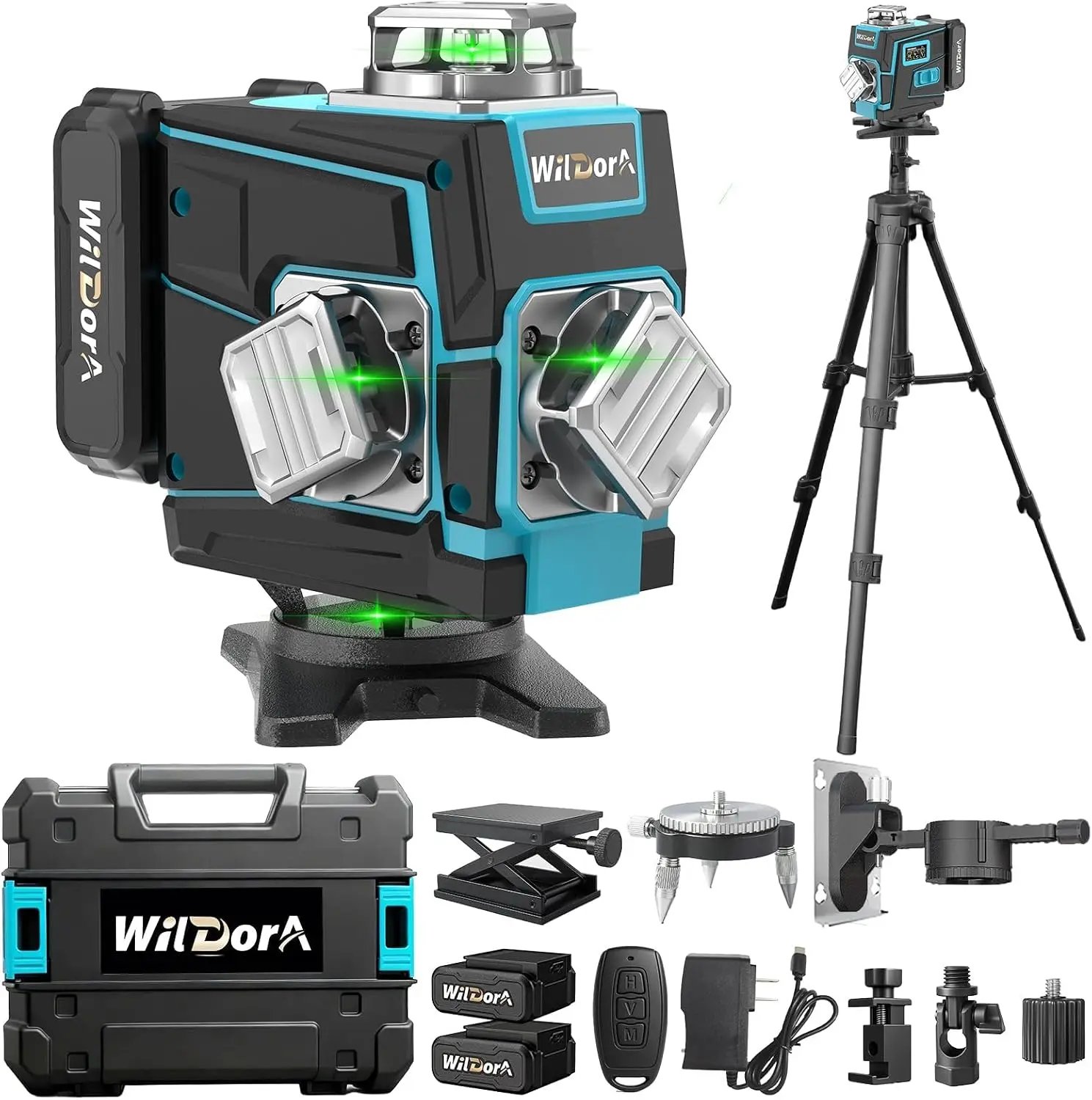 Laser Level 16 Lines 4D Green - Laserniveau met statief, 4x360 ° Zelfnivellerend
