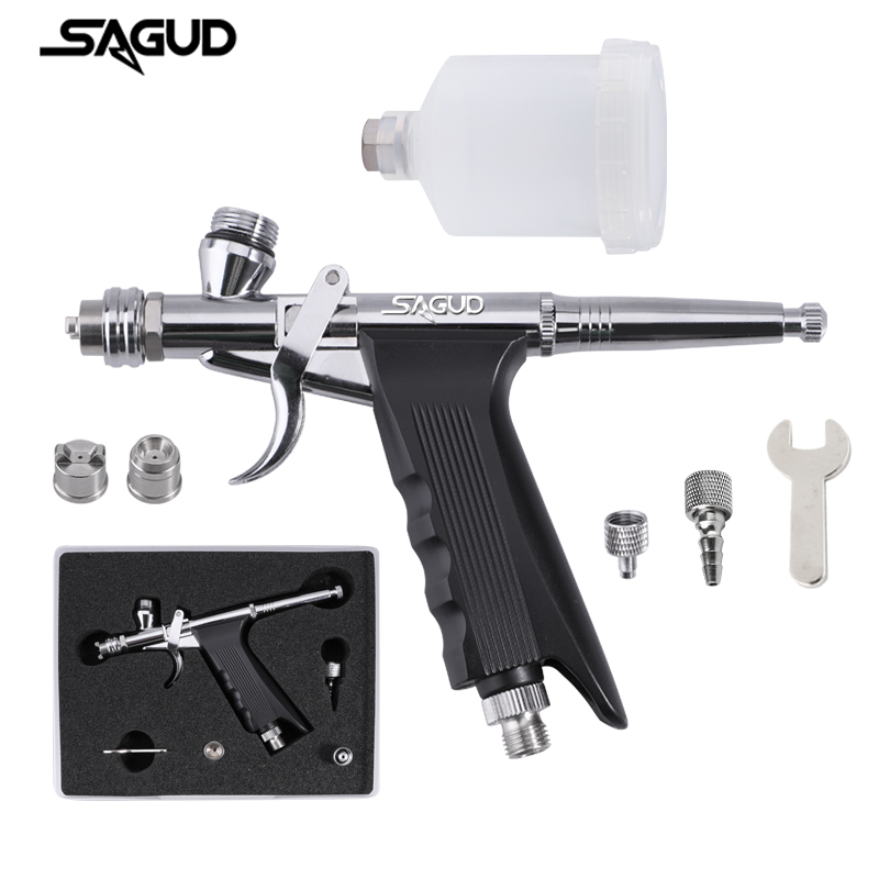 Airbrush Kit With Mini Compressor - Zwaartekracht-Feed Airbrush Dual-Action Pistol Grip Trigger-Type
