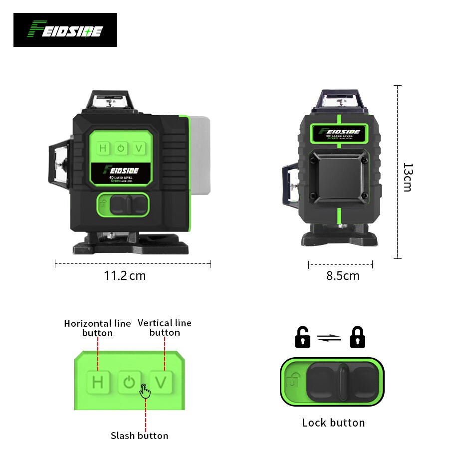 FEIDSIDE 16/12 Lijnen 4D/3D La - Laser Level 16 Lines 4D Green recensie en prijs