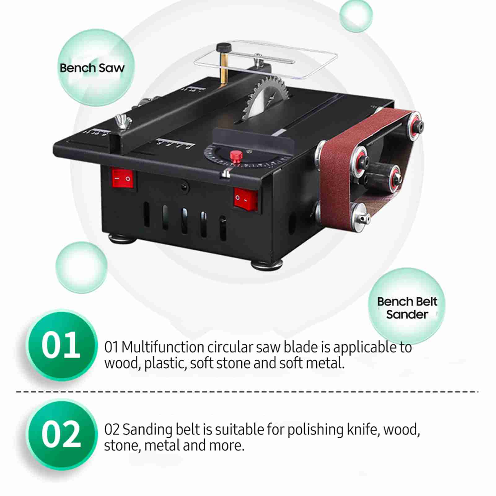 200W mini-banksag en bandschuu - Mini Table Saw For Woodworking recensie en prijs