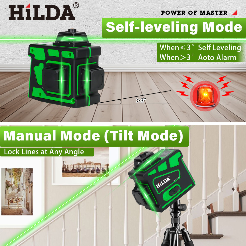 HILDA 16/12 lijnen Super krach - Laser Level 16 Lines 4D Green recensie en prijs