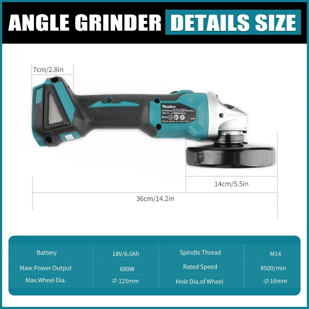 Makita DGA404 125mm/100mm Bors - Brushless Angle Grinder Battery Powered recensie en prijs